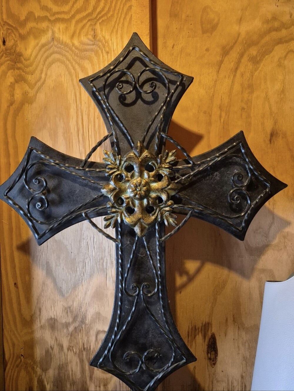 Wall Decor Cross with Gold Accent & Amazing Grace Deco